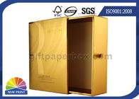 UV Coating Gold Metallic Drawer Paper Box / Luxury Cosmetic Slide Box Packaging