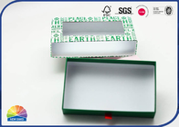 Green Customized Rectangle Drawer Paper Box 4C Printed Rigid Cardboard With Silk Ribbon