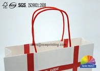 Personalized Recyclable White Custom Paper Shopping Bags With Red Rope Handle​