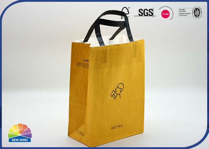 Matte Varnishing Stand-Up Kraft Paper Shopping Bags For Grocery