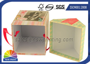 Personalized House Shaped Rigid Decorative Paper Boxes Presentation Box With Ribbon