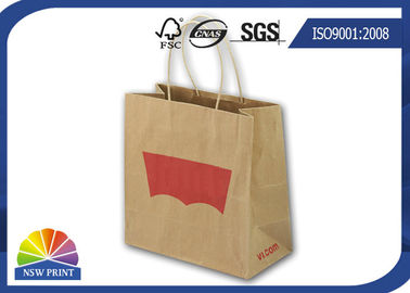 Recycled 4C Logo Printing Brown Kraft Paper Bags Shopping Bags With Paper Handle