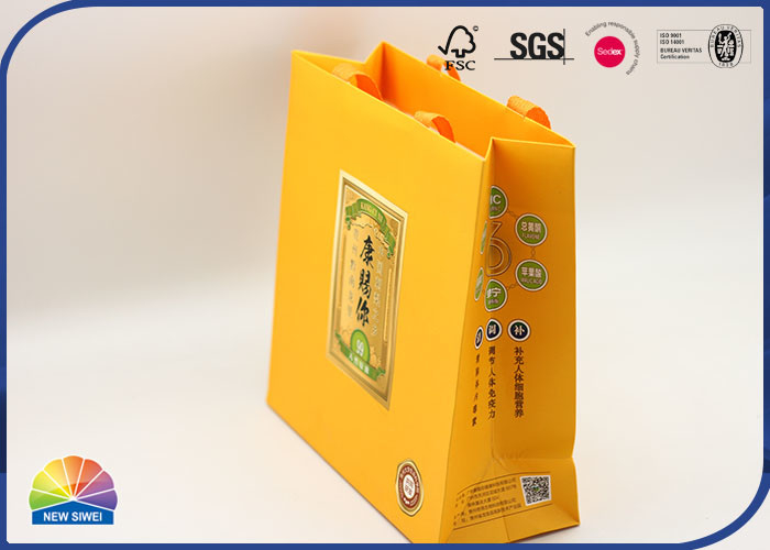 Sacolas de compras para presentes de papel revestido ecológico 250 g/m² Laminação fosca