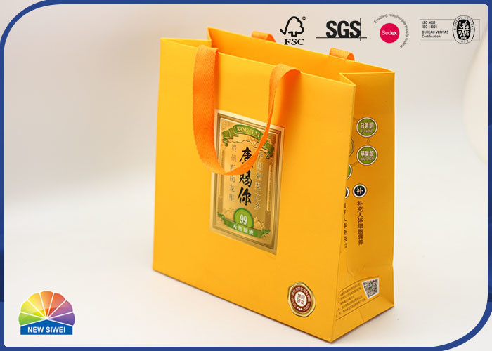 Sacolas de compras para presentes de papel revestido ecológico 250 g/m² Laminação fosca