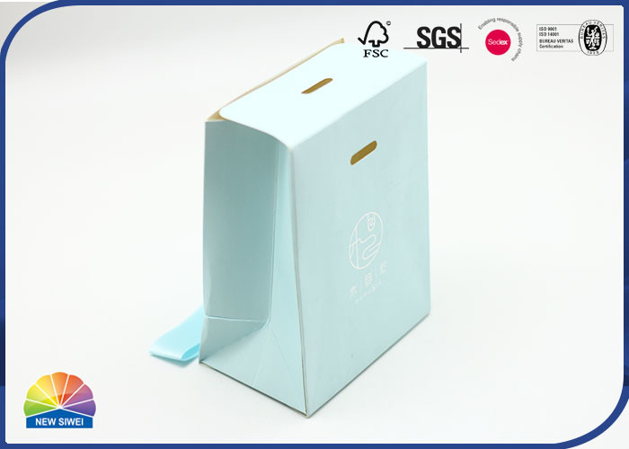 Saco de empacotamento de papel azul Matte Lamination With Ribbon da cor de Pantone