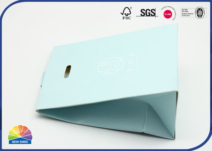 Saco de empacotamento de papel azul Matte Lamination With Ribbon da cor de Pantone