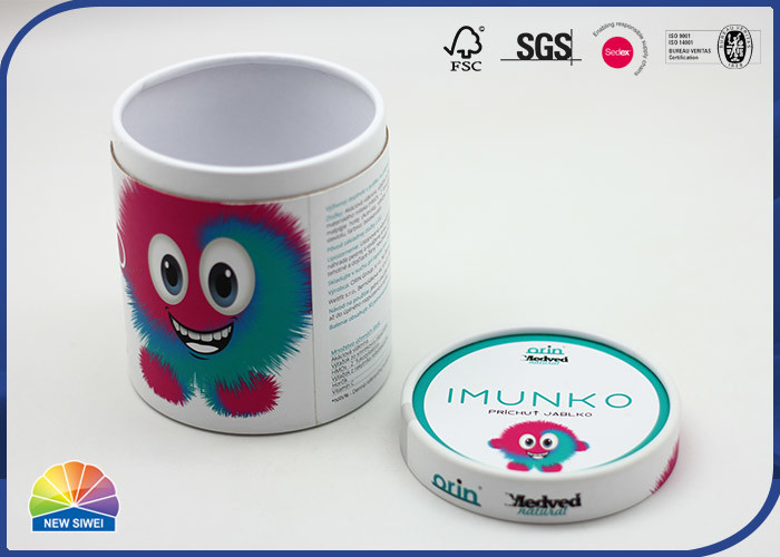 Núcleo branco personalizado tubo de empacotamento de papel de envernizamento lustroso do cartão do produto comestível
