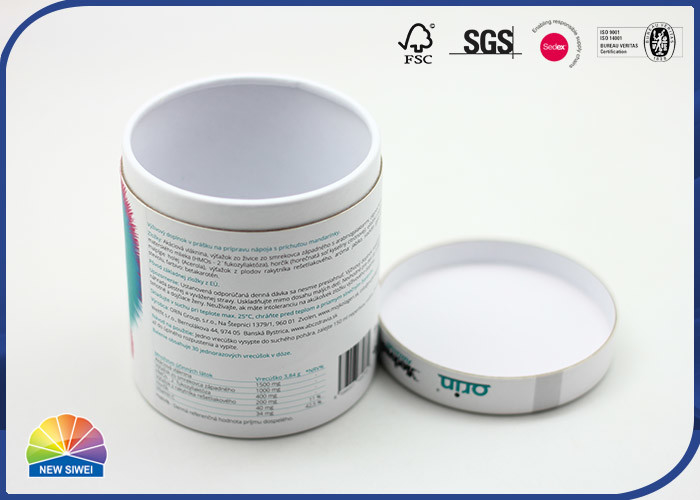Núcleo branco personalizado tubo de empacotamento de papel de envernizamento lustroso do cartão do produto comestível