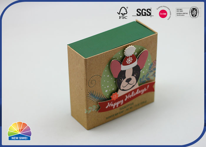 Caixa de presente articulada de papel verde Matte Lamination Pantone Color da tampa do cão