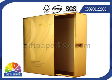 Caixa de papel da gaveta metálica UV do ouro do revestimento/empacotamento cosmético luxuoso da caixa de corrediça