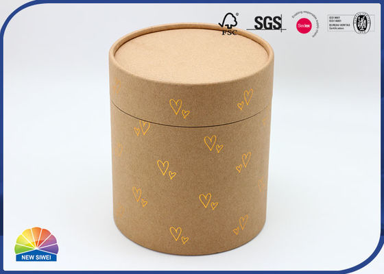 Tubo de empacotamento do papel de embalagem de Brown do lenço das peúgas do coração do carimbo de ouro