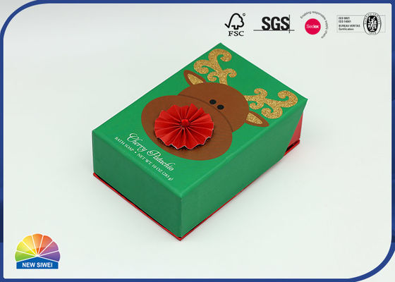 Embalagem de caixa de papel para presente com tampa articulada colada padrão 3D em forma de concha