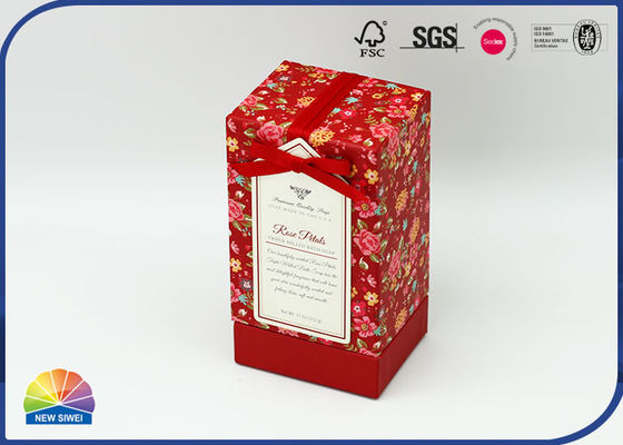 Caixa decorada Bowknot de Rose Soap Packaging Rigid Neck